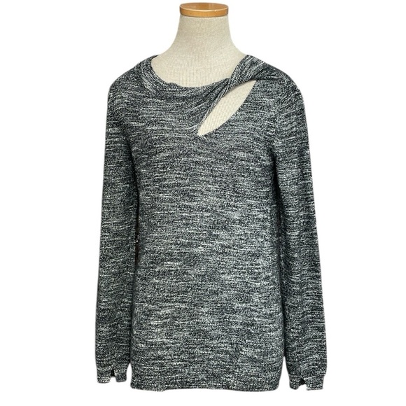 BROCHU WALKER Sweater Cashmere Wool Marled Pullover Twisted Cut Out USA Small - Picture 1 of 13